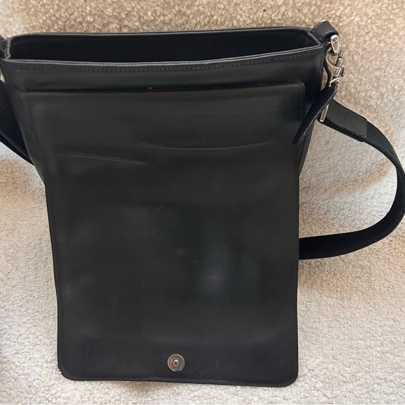 EUC / Coach Black Leather Messenger Bag - Picture 5 of 14